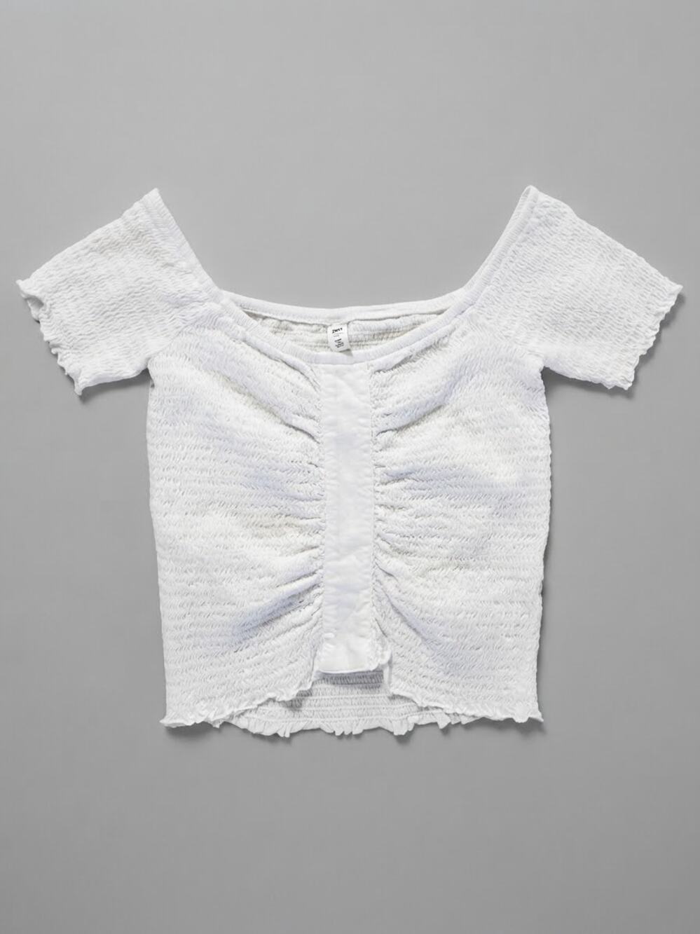 BP. White Smocked Off Shoulder Crop Top Womens S Cute Y2K Festival Summer Chic